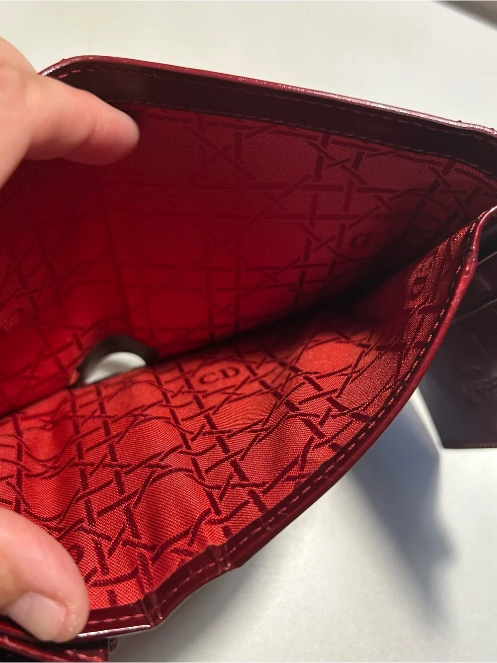 Christian Dior Vintage Wallet Red Patent Leather authentic
